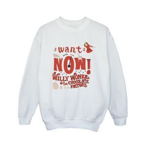 Willy Wonka Girls Verruca Salt I Want It Now Sweatshirt / White